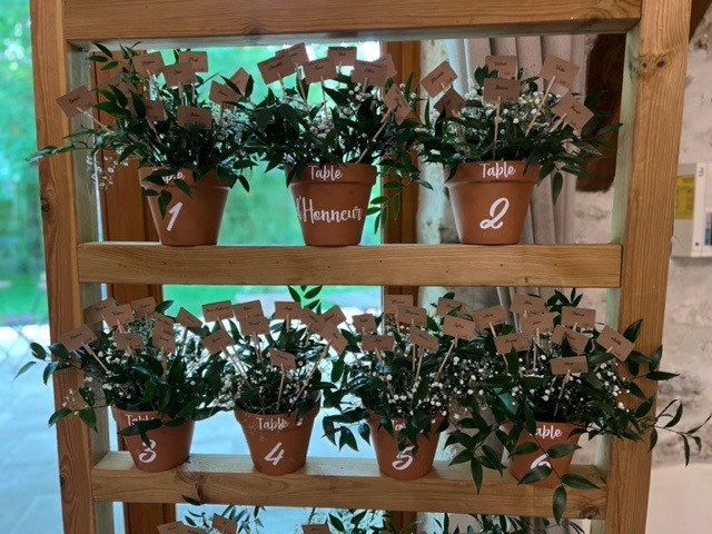 Pots de fleurs personnalisés aux noms des invités – Armony's Déco
