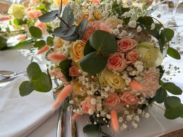 Bouquet de mariée pêche et rose – Armony's Déco