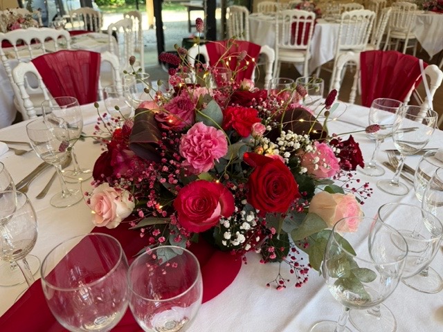 Centre de table bordeaux et rouge – Armony's Déco